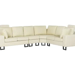 Sonderaktion 6-Sitzer Ecksofa Leder creme linksseitig STOCKHOLM II