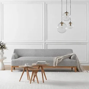 Sofa SOSJO Stoff Hellgrau 3-Sitzer Gratis Versand