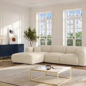 Top-Seller Großer Ecksofa - Ecke links - Cord - Beige - POGNI von Maison Céphy
