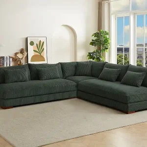 Bestpreis Ecksofa - Ecke wechselbar - Cord - Grün - SPERONE von Pascal Morabito