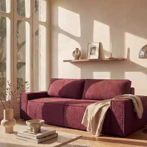 4-Sitzer Schlafsofa aus bordeauxrotem Chenille-Stoff AMELIA Mega-Angebot