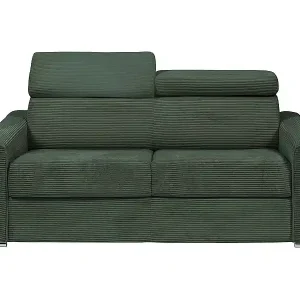 Bestseller 4-Sitzer-Schlafsofa Express aus grünem Cordstoff mit Memory-Schaum-Sitz - Liegefläche 160 cm - Matratze 18 cm VIZIR