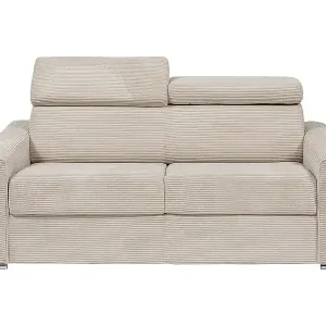 3-Sitzer-Schlafsofa Express aus beigem Cordstoff mit Memory-Schaumstoff-Sitzfläche - Breite Lattenrost-Liegefläche 140 cm - 22 cm Matratze aus Memory-Schaumstoff VIZIR Angebot