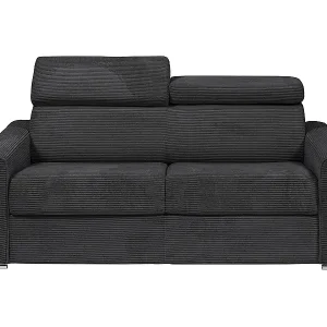Zertifiziert 3-Sitzer-Schlafsofa Express aus grauem Cord mit Memory-Schaum-Sitzfläche - Breites Lattenrost 140 cm - 18 cm Matratze VIZIR