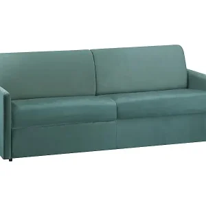 Bestpreis 4-Sitzer Schlafsofa Express aus smaragdgrünem Samt mit Memory-Schaum-Sitzfläche - Liegefläche 160 cm - 22 cm Matratze mit Memory-Schaum-Sitzfläche CALIFE