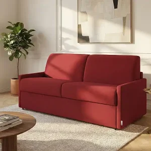 4-Sitzer-Schlafsofa Express aus rotem Stoff mit Memory-Schaum-Sitzfläche - Liegefläche 160 cm - Matratze 22 cm Memory-Schaum CALIFE Jetzt Kaufen