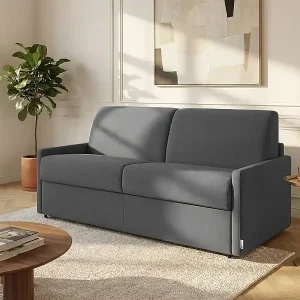 Top-Preis 4-Sitzer Schlafsofa Express aus grauem Stoff mit Memory-Schaum-Sitzfläche - Liegefläche 160 cm - 22 cm Memory-Schaum-Matratze CALIFE