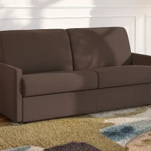 Bestpreis 4-Sitzer Schlafsofa Express in braunem Stoff mit Memory-Schaum-Sitzfläche - Liegefläche 160 cm - Matratze 18 cm CALIFE
