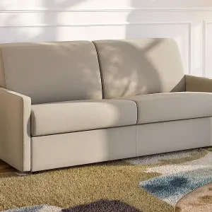 Top-Preis 4-Sitzer Schlafsofa Express in beigem Stoff mit Memory-Schaum Sitzfläche - Liegefläche 160 cm - Matratze 18 cm CALIFE
