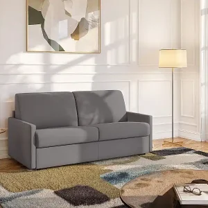 4-Sitzer Schlafsofa Express in hellgrauem Stoff mit Memory-Schaum-Sitz - Liegefläche 160 cm - Matratze 14 cm CALIFE Letzte Chance