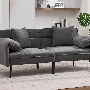 Zweisitzer 167.5x73x70 cm - verstellbare Rückenlehne drei Positionen (100°–180°) - weiche Sitzkissen - grau Abverkauf