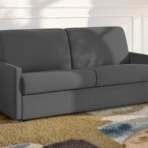 3-Sitzer-Schlafsofa Express in grauem Stoff mit Memory-Schaum-Sitz - Liegefläche 140 cm - Matratze 18 cm CALIFE Billig
