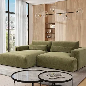 Top-Seller Ecksofa - Ecke links - Chenille-Stoff - Khaki - COLYSIA