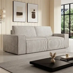 Abverkauf Sofa 3-Sitzer - Cord - Beige - AMELIA