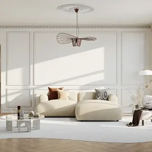 Billig Ecksofa - Ecke rechts - Strukturstoff - Beige - POGNI von Maison Céphy