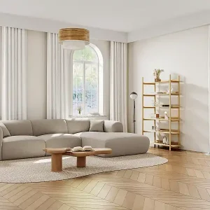 Abverkauf Großes Ecksofa - Ecke rechts - melierter Stoff - Beige - POGNI von Maison Céphy