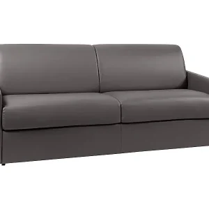 Billig 4-Sitzer Schlafsofa Express in grauem Kunstleder mit Memory-Schaum-Sitzfläche - Breite Lattenrostauflage 160 cm - Matratze 18 cm CALIFE