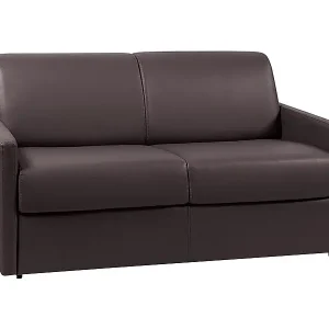 2-Sitzer Schlafsofa Express mit braunem Kunstleder und Memory-Schaum-Sitzfläche - Liegefläche 120 cm - Matratze 22 cm Memory-Schaum CALIFE Schneller Versand