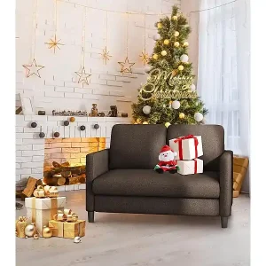 Neuheit 2 -seerer bequemer Teddy -brauner Samtsofa mit tiefen Sitz aus 55 cm und Armlehnen - 128x78x89cm