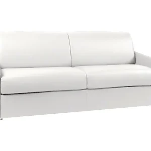 4-Sitzer Schlafsofa Express in weißem Kunstleder mit Memory-Schaum-Sitzfläche - Liegefläche 160 cm - Matratze 18 cm CALIFE Must-Have