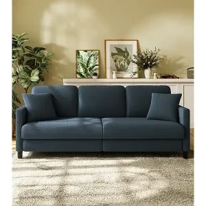 3-Sitzer-Sofa in Teddy Samt, großer rechter Sofa Komfort in festem Holz, Liebessitz mit Armlehnen, 210 x 79 x 89 cm, Blau-Grau Kostenloser Versand