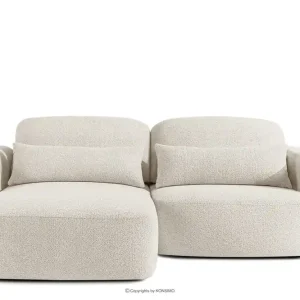 Zertifiziert Japandi-Ecksofa aus Bouclé-Stoff, links, weiß ELOSA - Farbe weiß - KONSIMO. Online-Möbelshop