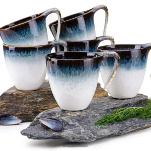 Wochenendangebot Becher 6tlg. TIME DIM - Farbe weiß/braun/blau - KONSIMO. Online-Möbelshop