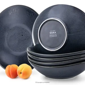 Kostenfreie Lieferung Tiefer Teller 6tlg. TIME BLACK - Farbe schwarz/graphit/blau - KONSIMO. Online-Möbelshop