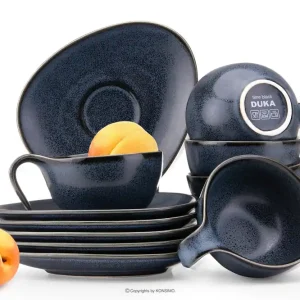 Gratis Versand Teetasse mit Untertasse 12tlg. TIME BLACK - Farbe schwarz/graphit/blau - KONSIMO. Online-Möbelshop