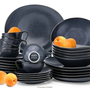 Garantierte Lieferung Graphit Porzellan Ess- und Kaffeeservice 6tlg. (18tlg.) TIME BLACK - Farbe schwarz/graphit/blau - KONSIMO. Online-Möbelshop