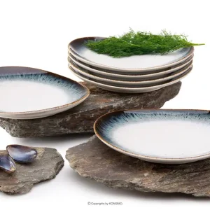 Frühstücksteller 6tlg. TIME DIM - Farbe weiß/braun/blau - KONSIMO. Online-Möbelshop Preisreduziert