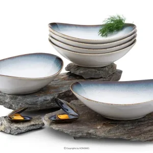 Tiefer Teller 6tlg. TIME DIM - Farbe weiß/braun/blau - KONSIMO. Online-Möbelshop Sale