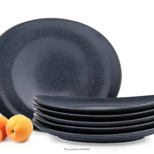 Frühstücksteller Set Graphit 6tlg. TIME BLACK - Farbe schwarz/graphit/blau - KONSIMO. Online-Möbelshop Schnäppchen