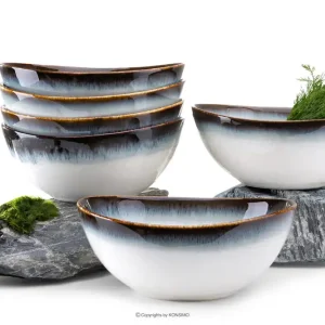 Schale 6tlg. TIME DIM - Farbe weiß/braun/blau - KONSIMO. Online-Möbelshop Günstig