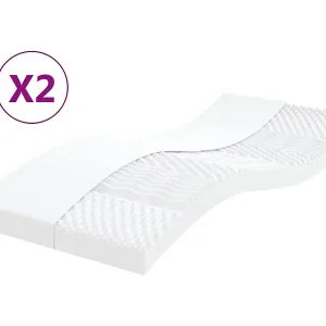 Zertifiziert Schaumstoffmatratzen 2 Stk. 100x200 cm 7-Zonen Härtegrad 20 ILD