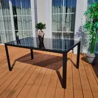150cm Gartentisch POETTO Glastisch ESG Glasplatte Esstisch Tisch Aluminium Wochenendangebot