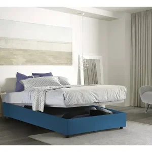 Top-Seller Elisa Doppelbett, Bettkasten mit Stoffbezug, 100 % Made in Italy, Ã–ffnung vorne, geeignet für Matratze 160 x 190 cm, Blau