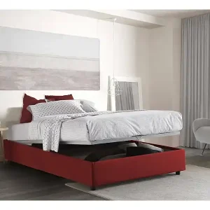 Top-Seller Elisa Doppelbett, Bettkasten mit Stoffbezug, 100 % Made in Italy, Ã–ffnung vorne, geeignet für Matratze 160 x 190 cm, Rot