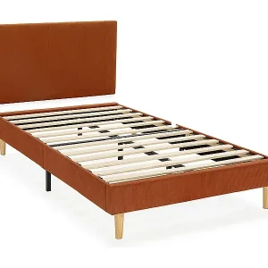 Polsterbett + kopfteil Bari 90x190 cm, Ziegelfarbe Kostenloser Versand