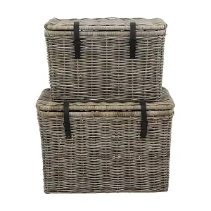 Online Kaufen Koffer zur Aufbewahrung 2er-Set - Kubu - 80 x 45 x 55 cm & 70 x 35 x 45 cm - Grau - NEFTA