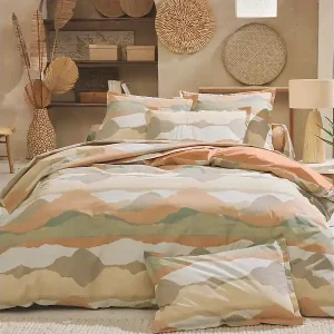 3-teiliges Bettwäsche-Set aus Baumwollperkal abstraktes Landschaftsmotiv Bezug + Kissenbezüge Wochenendangebot