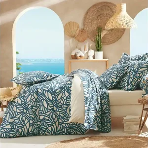 Bettwäsche-Set 3-teilig pflanzliche Baumwolle geometrisch Bettbezug + Kissenbezüge Schnäppchen