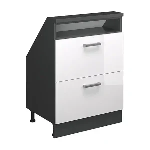 Dachschrägenschrank weiß hochglanz/anthrazit 60x46x81.6 rion Preisreduziert