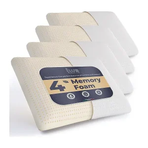 Abverkauf The White Stone Set mit 4 Memory-Foam-Kissen 40×70 cm, H 11 cm, Nackenkissen, hypoallergen und atmungsaktiv