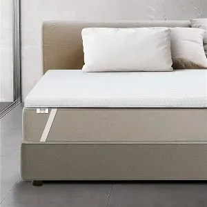 Echt Doppelmatratzenauflage aus Memory Foam | 6 cm Matratzentopper | Abnehmbarer Matratzenbezug | Antibakteriell und antimykotisch | 140 x 190
