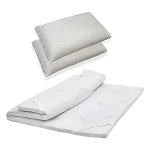 Jetzt Kaufen Viereckiger und halber Topper Dabreg, Auflagenset mit Kissen, Memory Foam Topper, hypoallergener und atmungsaktiver Topper, 100 % Made in Italy, 120x200h5 cm