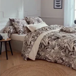 Bettbezug aus Perkal mit schwarzen Drucken 200 x 200 cm Abverkauf