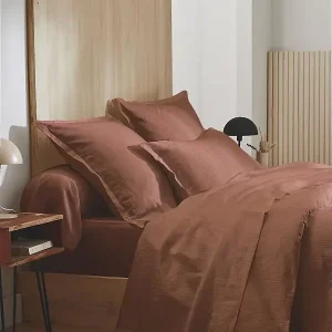 Markenware Kopfkissenbezug aus Baumwollsatin mit Ton-in-Ton-Streifen