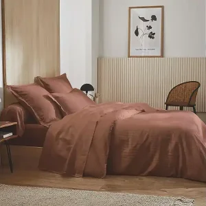 Bettbezug aus Baumwollsatin mit Ton-in-Ton-Streifen Kostenloser Rückversand