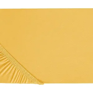 Spannbettlaken Baumwolle senfgelb 180 x 200 cm Steghöhe 30 cm mit Gummizug Janbu Expressversand